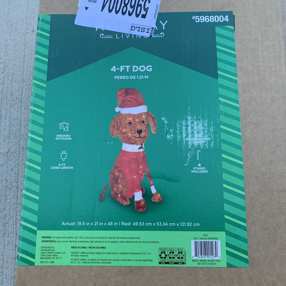 4 FT Lighted Labradoodle Holiday Living Yard Tinsel Outdoor Christmas Decoration